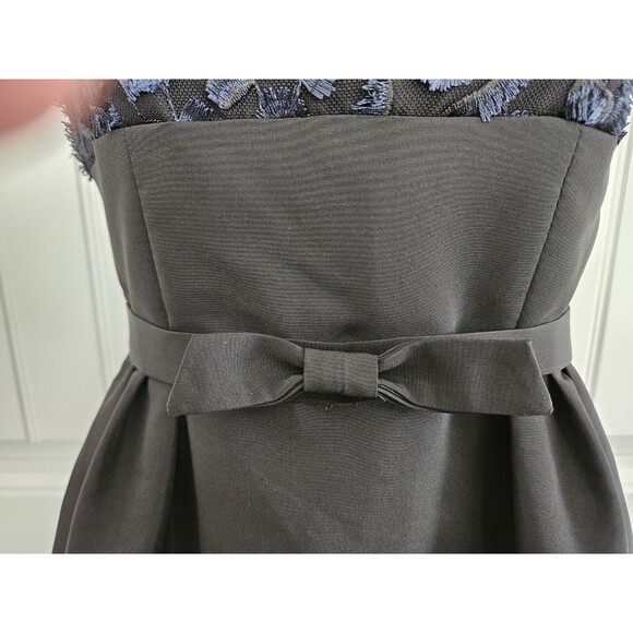 Taylor Black And Cobalt Cocktail Dress Size 2 Pockets And Belt - Picture 5 of 12